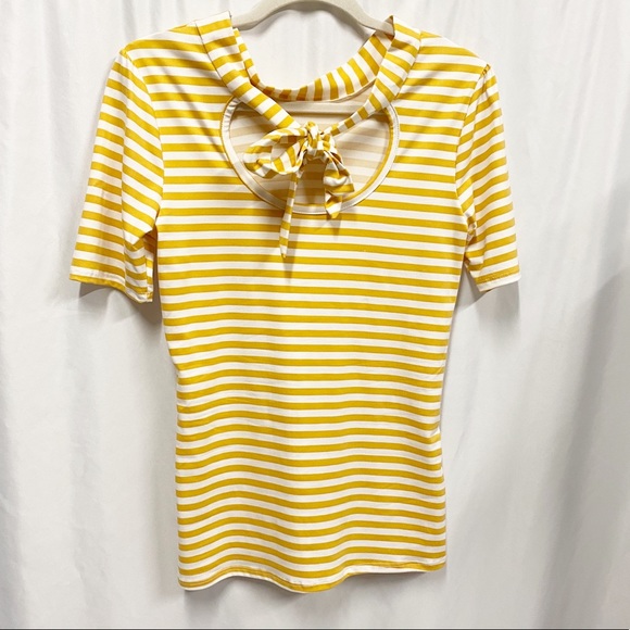Piphany Yara Yellow/White Stripe Short Sleeve Top - Picture 1 of 8
